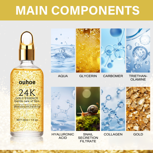 OUHOE 24k Facial Essence, Shrink Pores Hydrates And Brightens Skin, Firming And Repair Essence