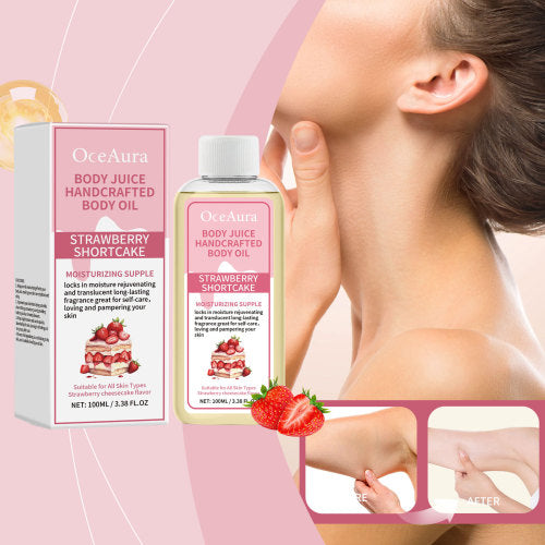 OceAura Strawberry Body Care Oil Refreshing Fragrant Strawberry Gentle Moisturizing Body Skin Essential Oil