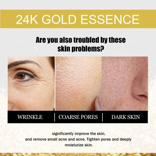 OUHOE 24k Facial Essence, Shrink Pores Hydrates And Brightens Skin, Firming And Repair Essence