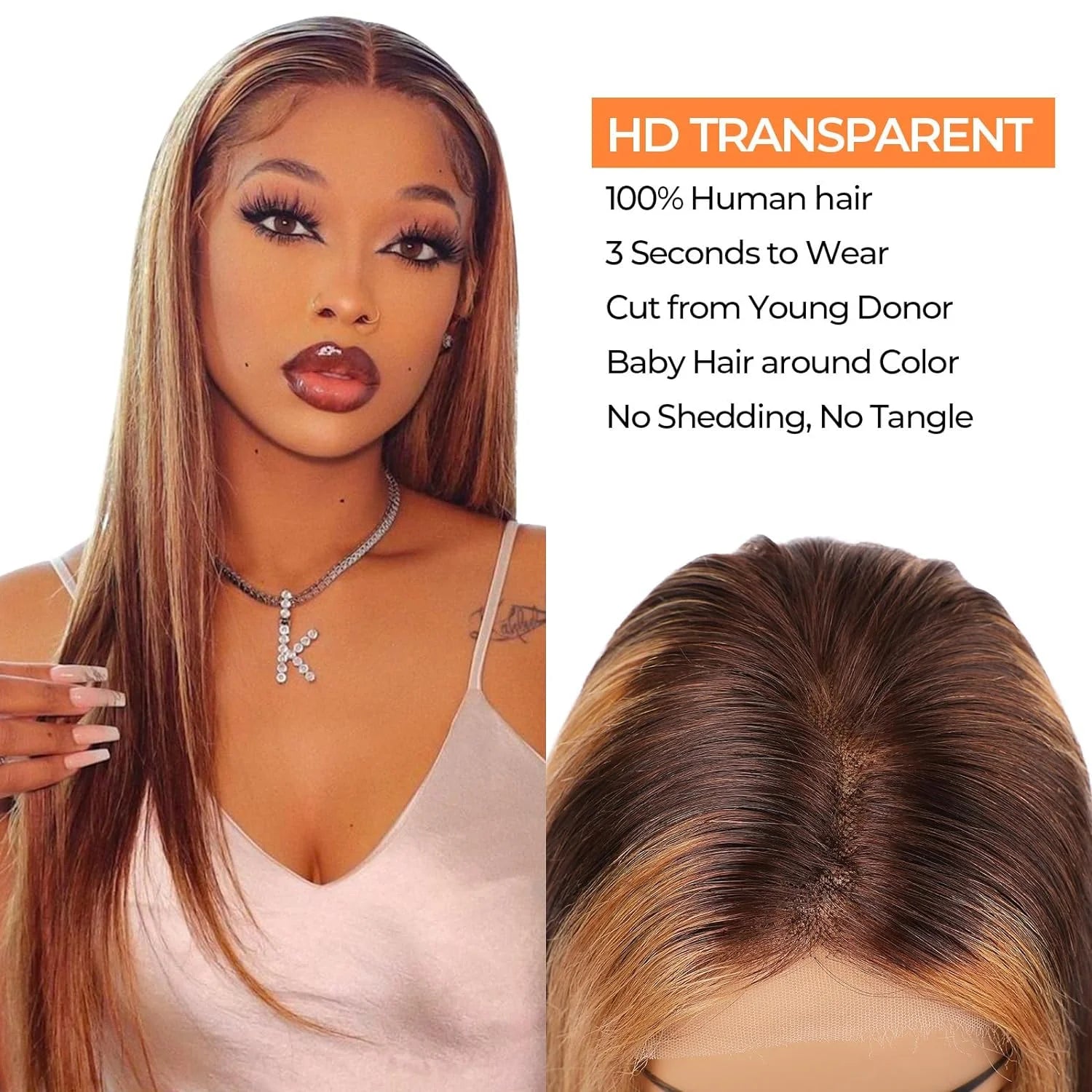 Glueless Wear And Go Highlight Straight Wig Human Hair For Women 13x6 Hd Frontal Wig Honey Blonde Lace Front Wigs On Sale