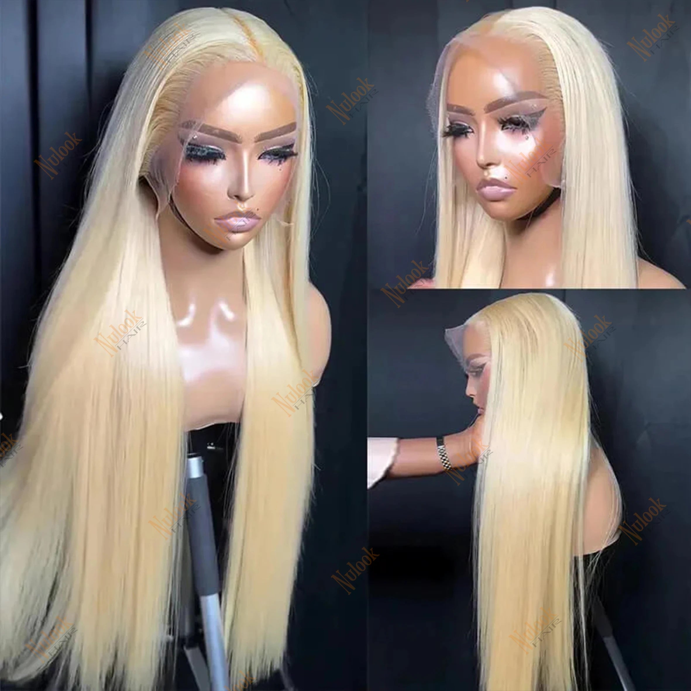 Affordable 613 Blonde Indian Virgin Hair Wig Preplucked Bone Straight 4x4 Closure Wig Vendor Human Hair Lace Wig Human Hair