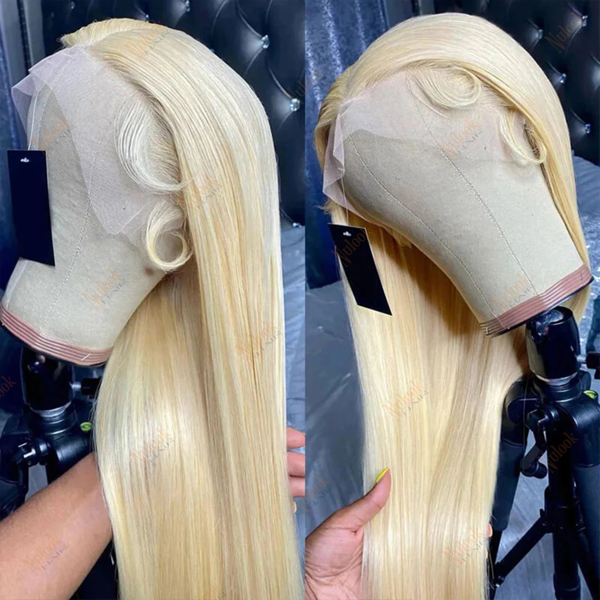 Affordable 613 Blonde Indian Virgin Hair Wig Preplucked Bone Straight 4x4 Closure Wig Vendor Human Hair Lace Wig Human Hair