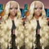 Affordable 613 Blonde Indian Virgin Hair Wig Preplucked Bone Straight 4x4 Closure Wig Vendor Human Hair Lace Wig Human Hair