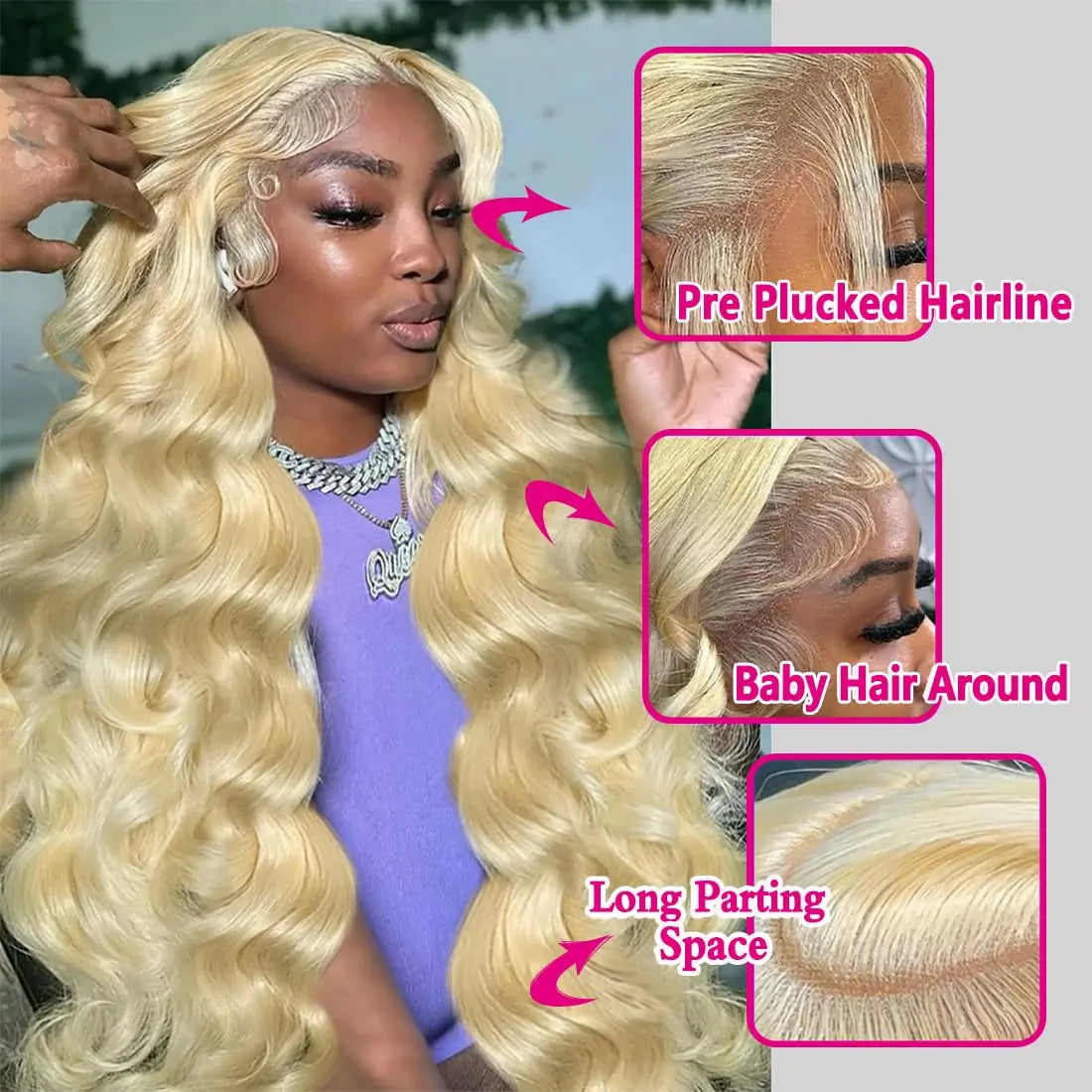 Wholesale Blonde Color Glueless Human Hair Full 13x6 HD Lace Frontal Wig 250% Density Body Wave Lace Front Wig for Black Women