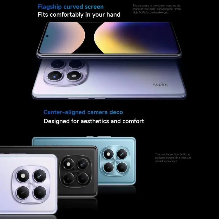 2025 Newest Redmi Note 14 Pro Global Version 5000-5999mAh 12GB+512GB 6.67 Inch 5G Octa Core 120Hz LCD Android 13 Smartphone 30W