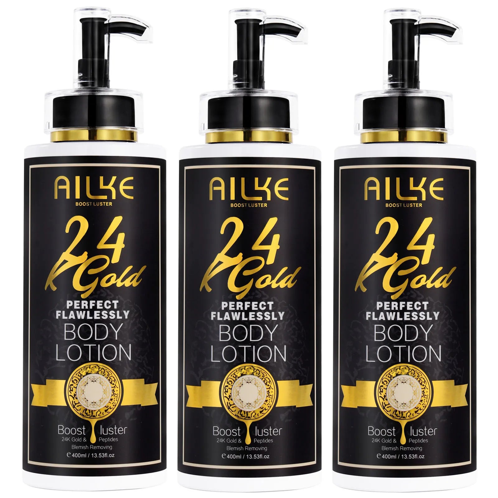 AILKE 24k Gold Flawlessly Whitening Skin Care Set For All Skin Type, Moisturizer, Reduce Black Spots, Smoothing, Brightening