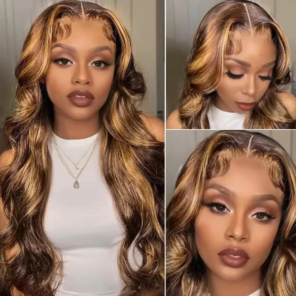 40 Inch 13x6 13x4 HD Transparent Lace Front Wig Body Wave Colored Human Hair Wig for Women Brazilian 4/27 Blonde Preplucked Wigs