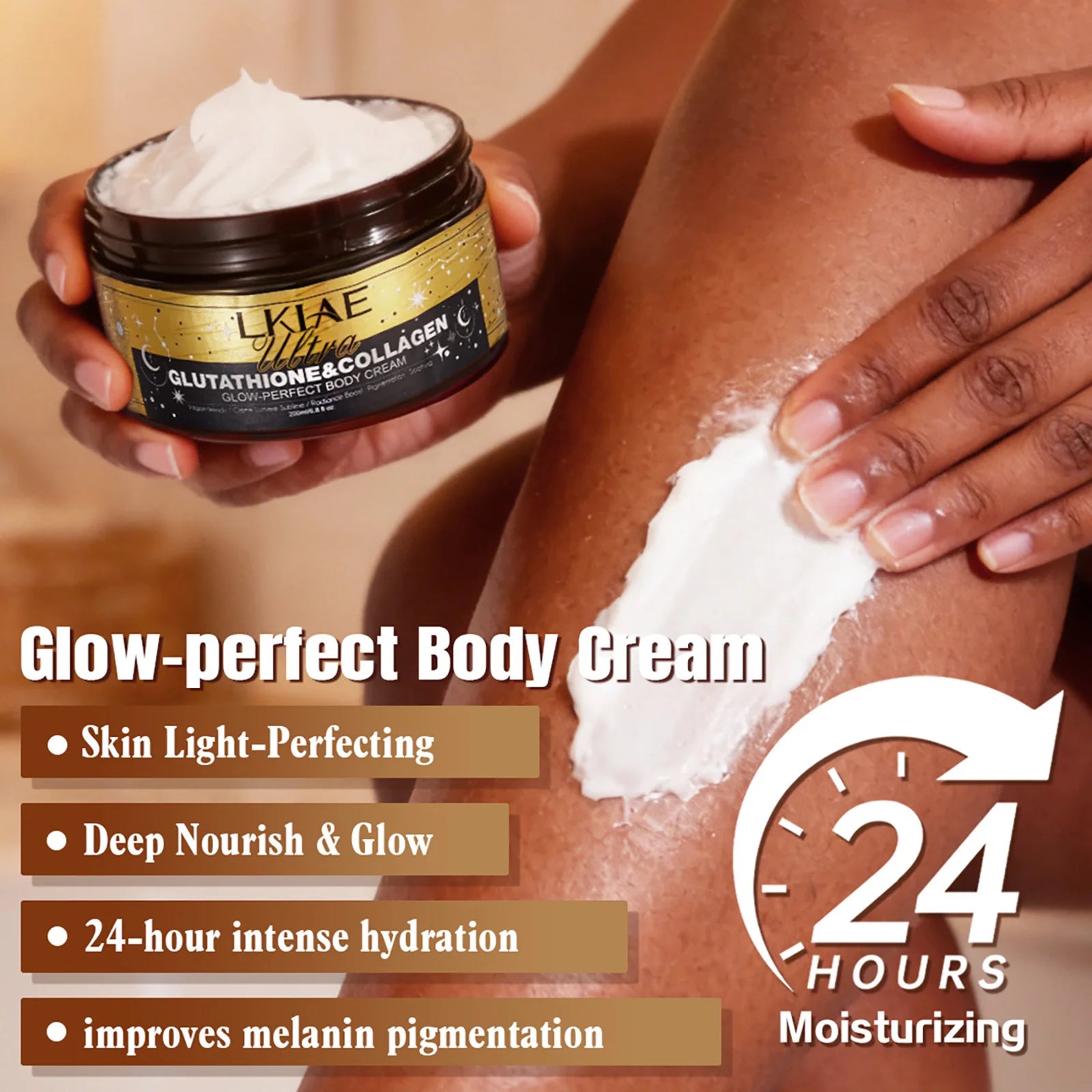 LKIAE Ultra Lightening Body Cream, Brightening, Deep Moisturizing, Smooth Skin, For All Skin Types Lotion, 200ml /6.8 oz