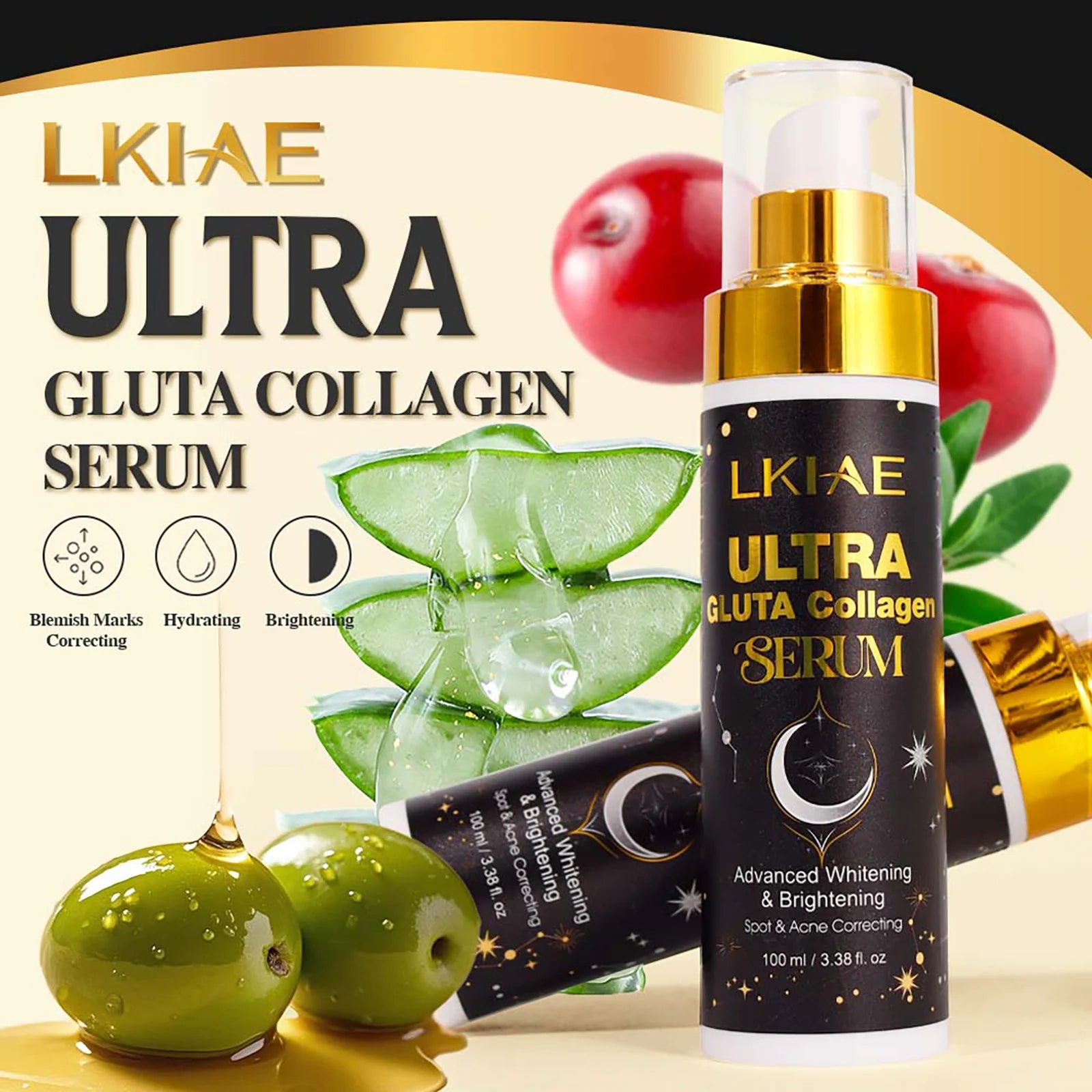 LKIAE Ultra Glutathione and Collagen Lighten Set, Moisturizer, Reduce Dark Spots, Improve Roughness, Leaving Skin Soft, Smooth