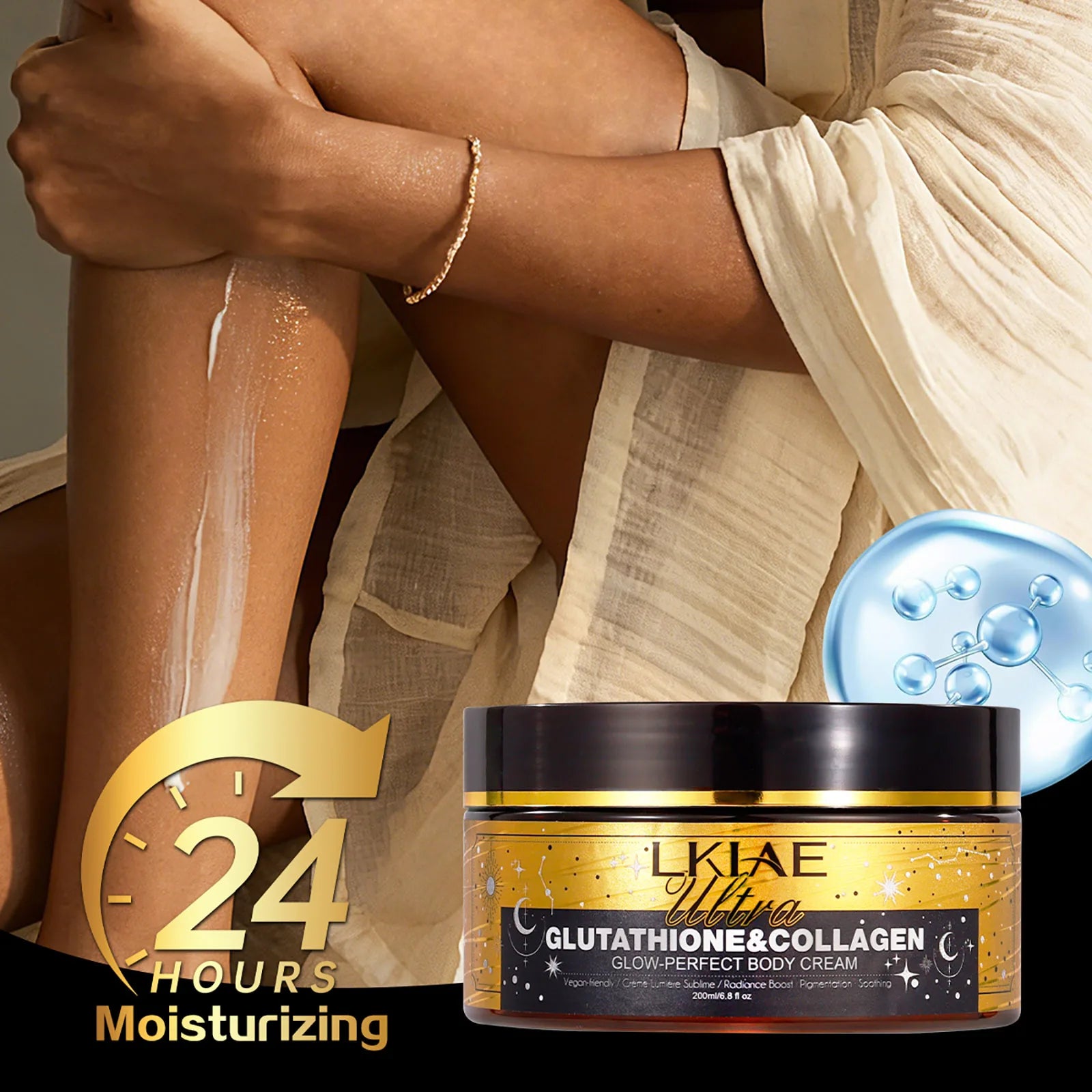 LKIAE Ultra Lightening Body Cream, Brightening, Deep Moisturizing, Smooth Skin, For All Skin Types Lotion, 200ml /6.8 oz