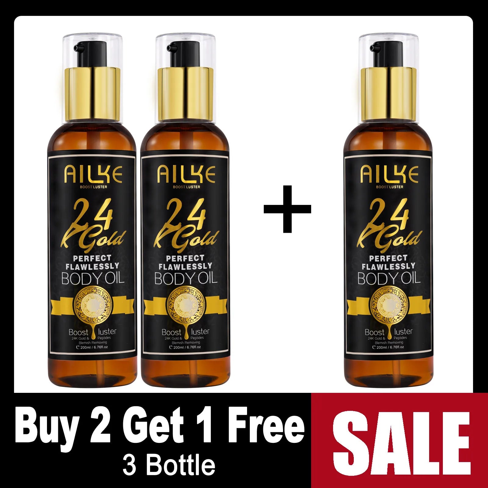 AILKE 24k Gold Flawlessly Whitening Skin Care Set For All Skin Type, Moisturizer, Reduce Black Spots, Smoothing, Brightening