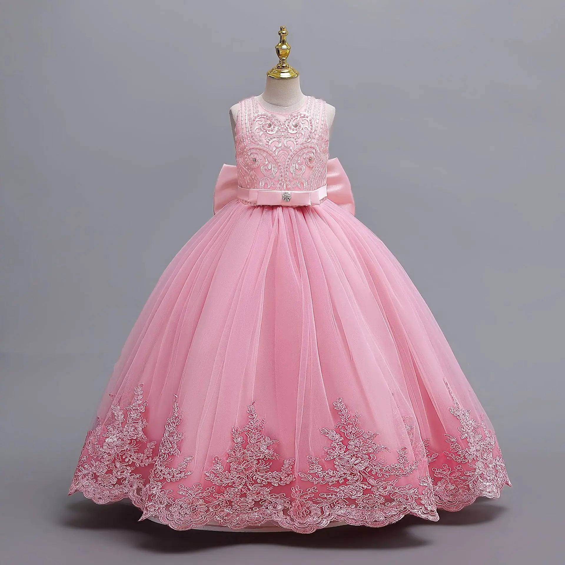 Embroidery Girl Evening  Party Dress Girls' Long Clothes Child Elegant Dresses 4-12Y