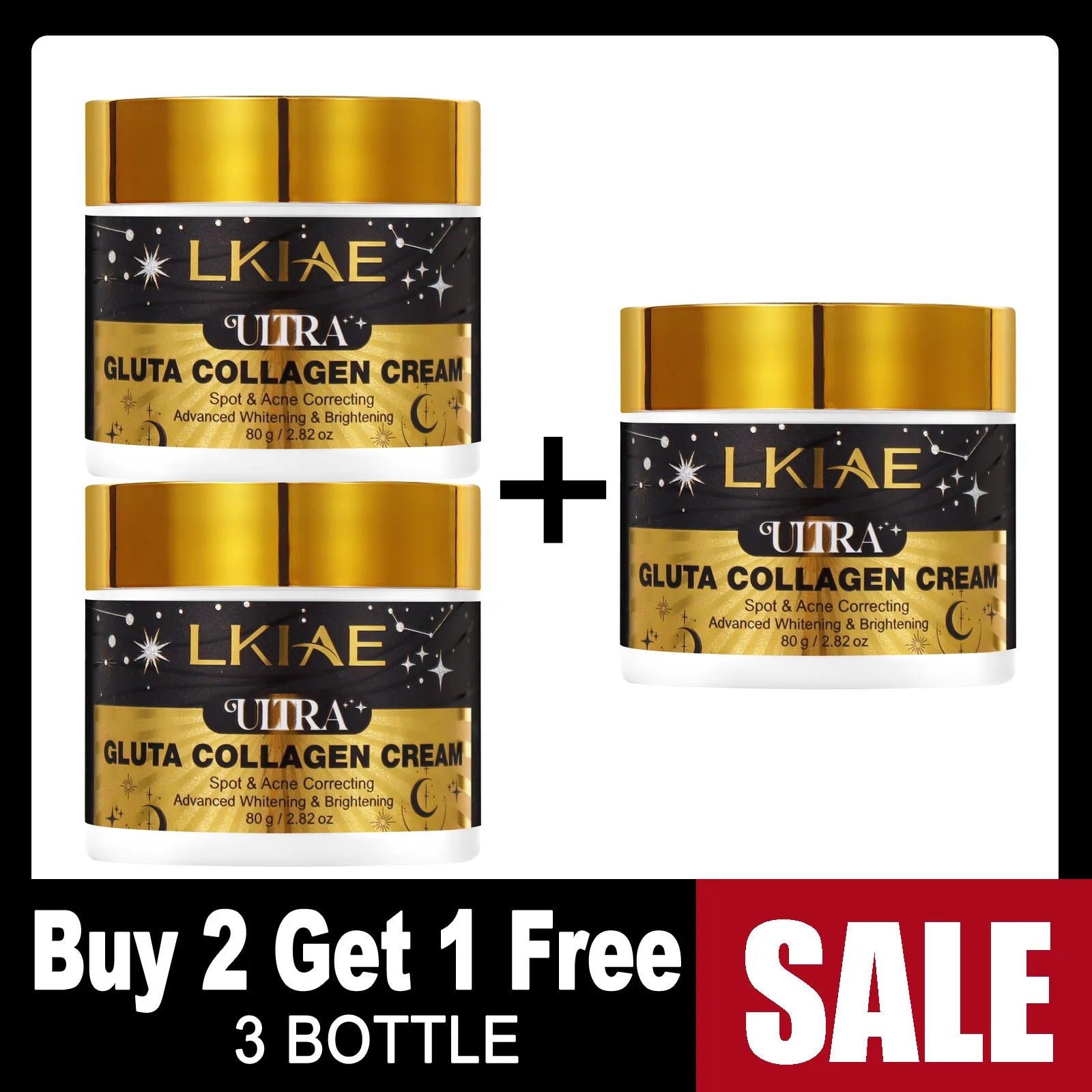 LKIAE Ultra Glutathione and Collagen Whitening Skin Care Set, Moisturizing, Reduce Dark Spots, Melanin, Hyperpigmentation