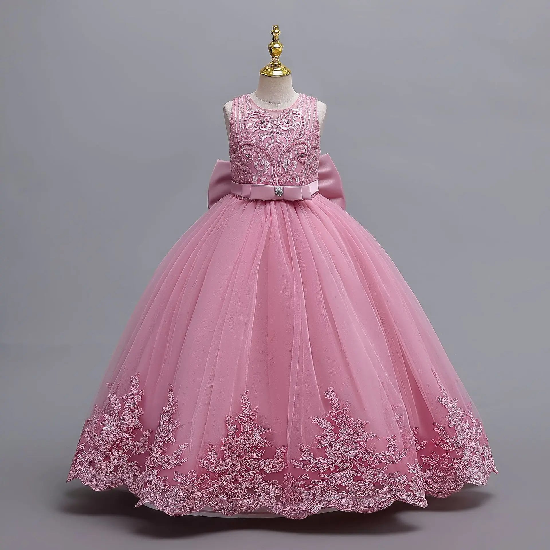 Embroidery Girl Evening  Party Dress Girls' Long Clothes Child Elegant Dresses 4-12Y