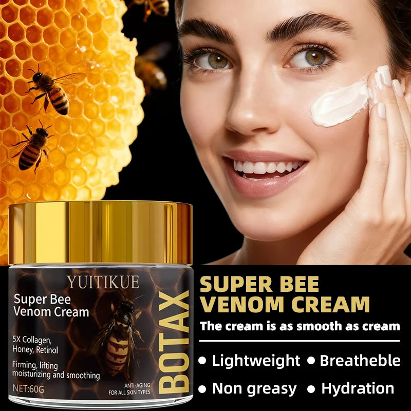 YUITIKUE Super Bee Venom Cream 60g - 5X Collagen Honey Retinol, Firming Lifting Moisturizing, Anti-Aging Face Neck Care