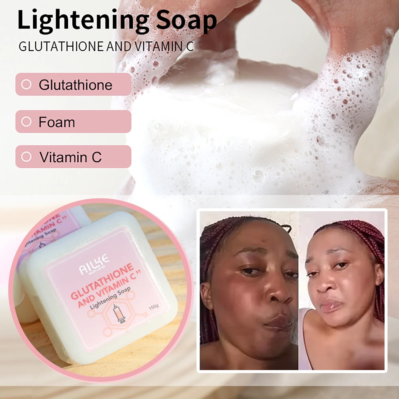 AILKE Whitening Skin Care Set For All Skin Types, Contain Glutathione, Vitamin C, Smooth Skin, Reduce Melanin And Pigmentation