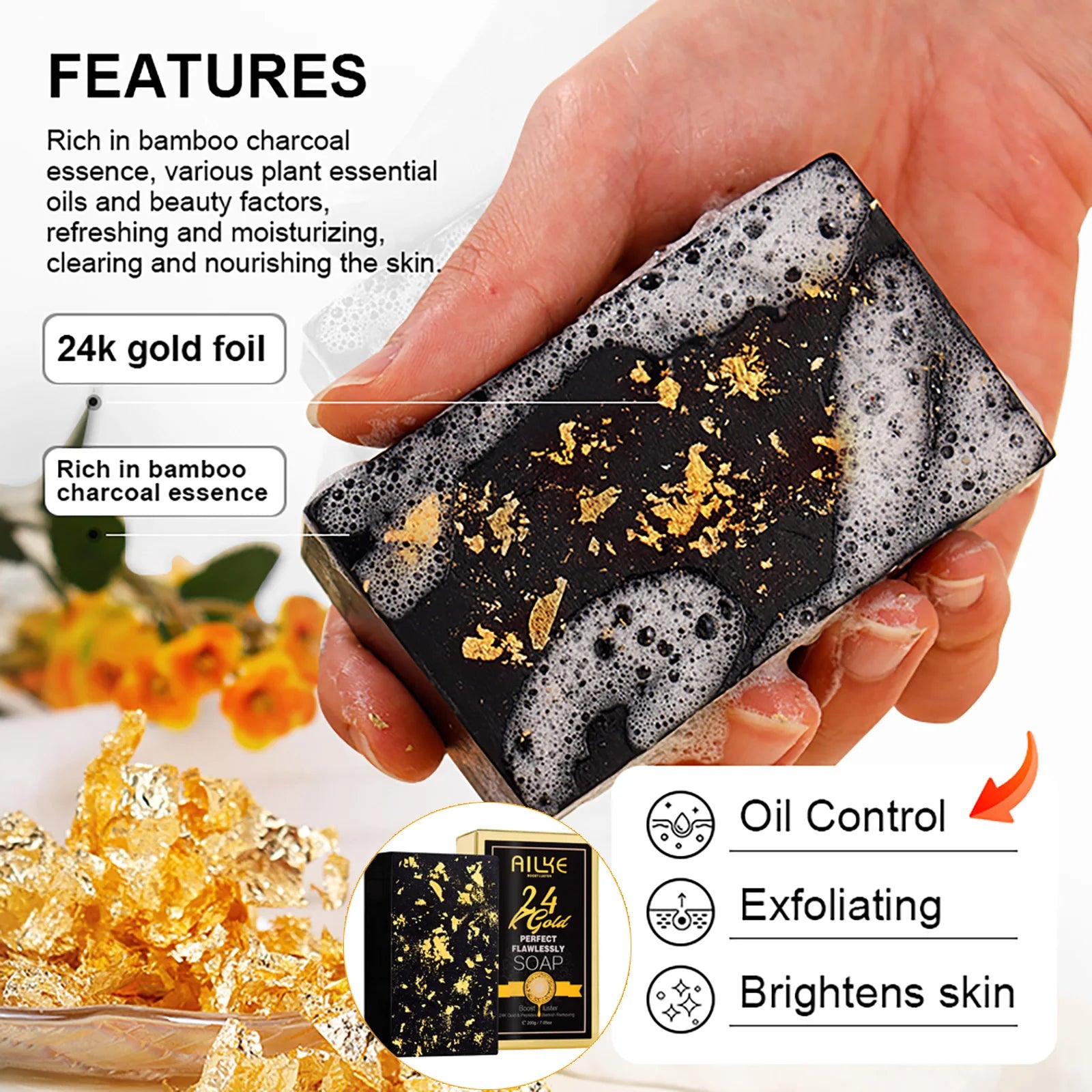 AILKE 24K Glod Flawlessly Skin Care Range, Skin Whitener, Reduce Dark Spots, Melanin, Wrinkles, Moisturize, For Women & Men