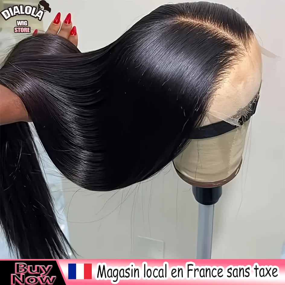 Perruque Lace 360 Bone Straight – Noir Naturel, 38-40 po