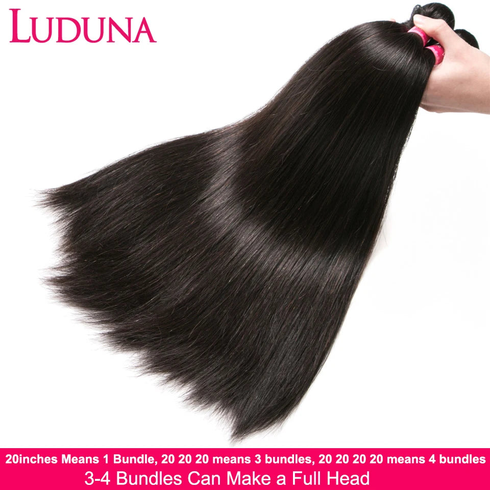 Luduna Straight Bundles 100% Human Hair Brazilian Human Hair Bundles Straight Raw Hair 1/3/4 Bundles Deal Double Weft 8-30”