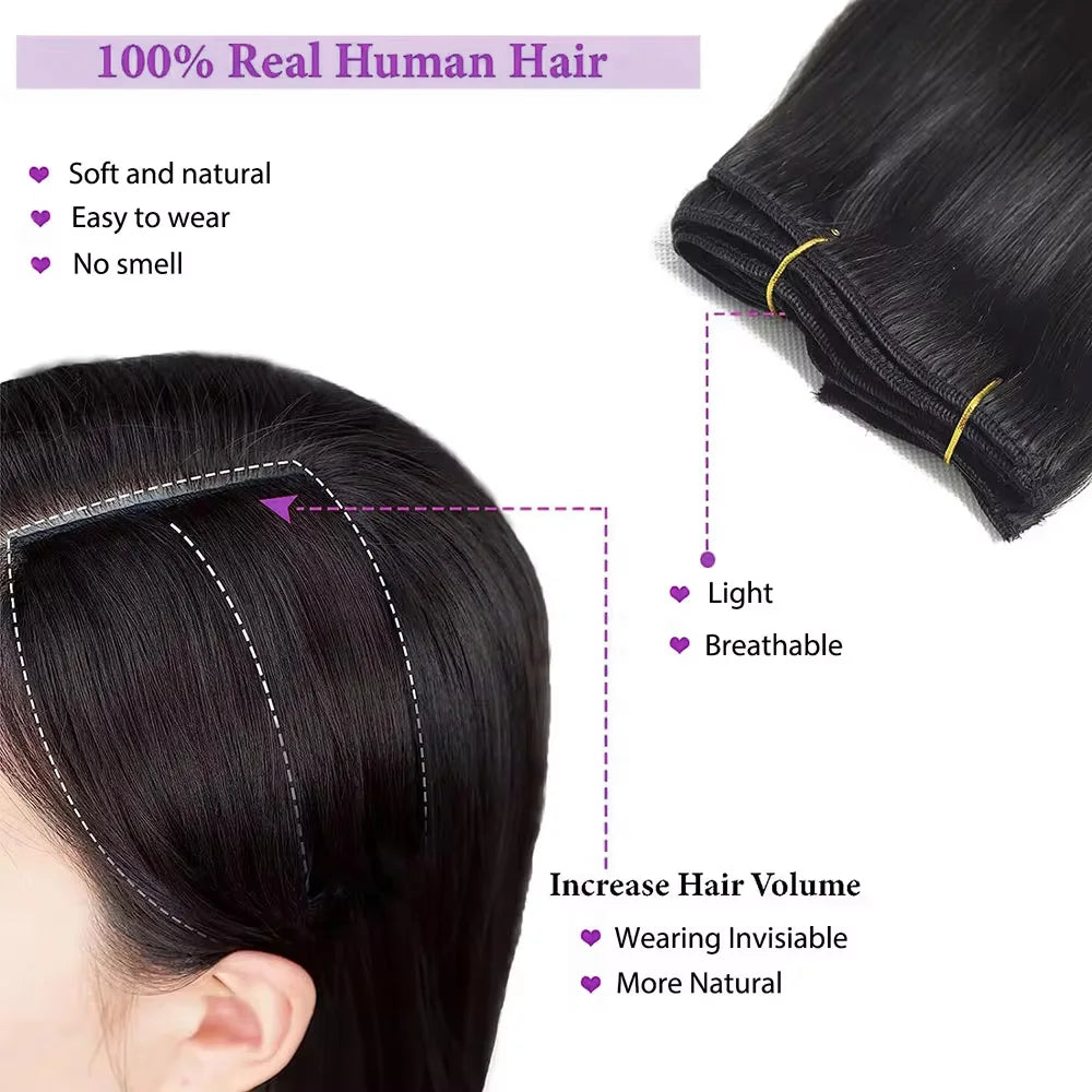 Extensions Clip-in Cheveux Humains – 8 pcs, 120g, 10-30 po