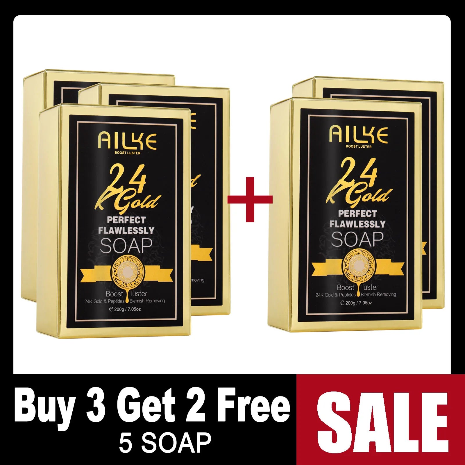 AILKE 24k Gold Flawlessly Whitening Skin Care Set For All Skin Type, Moisturizer, Reduce Black Spots, Smoothing, Brightening