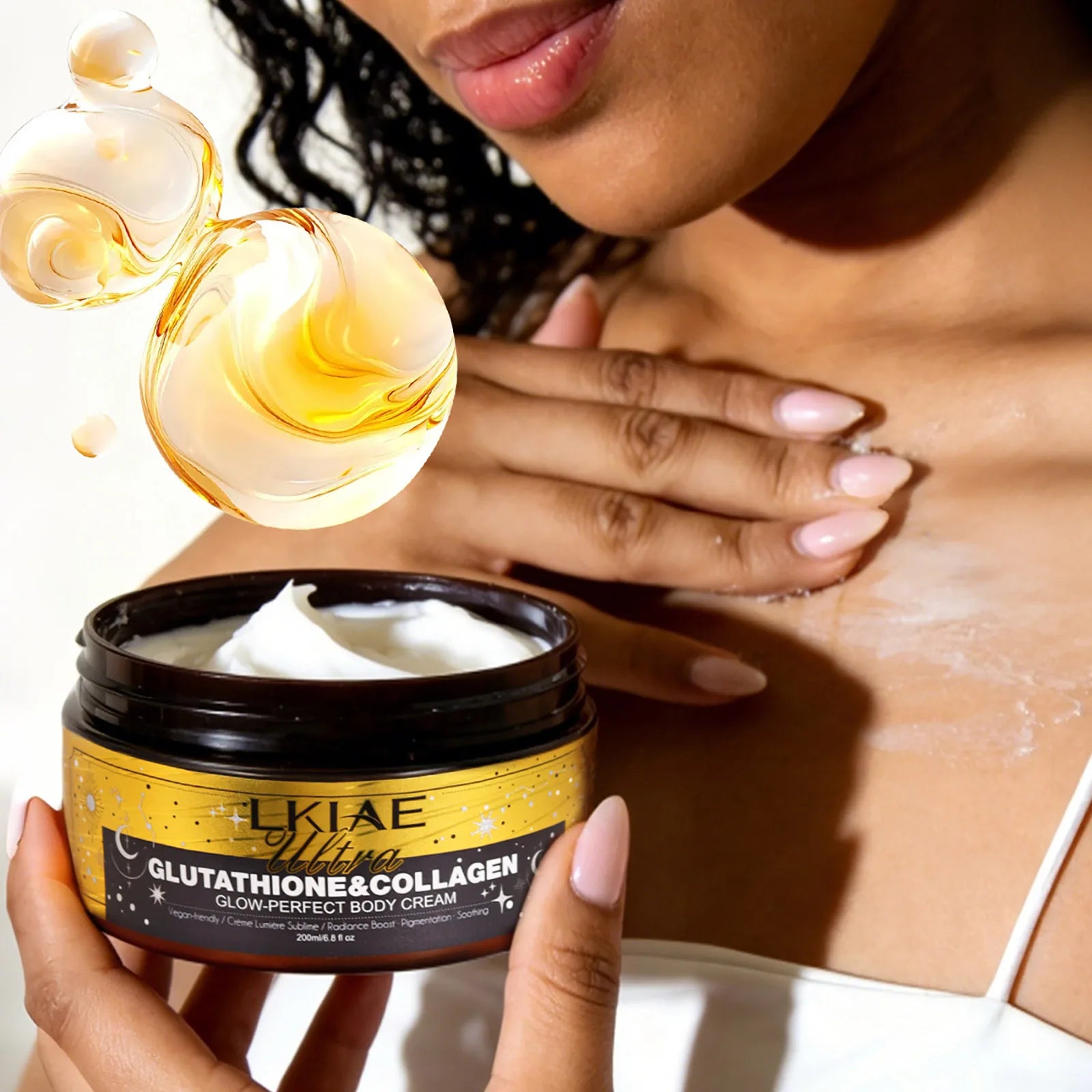 LKIAE Ultra Lightening Body Cream, Brightening, Deep Moisturizing, Smooth Skin, For All Skin Types Lotion, 200ml /6.8 oz