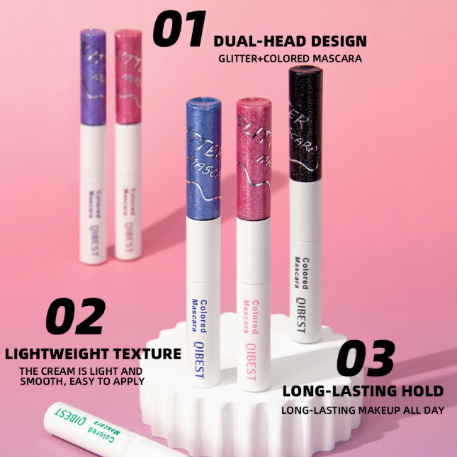 2 in 1 Dual End Mascara with Colored Shimmer and Matte Finish, Waterproof & Smudge Proof